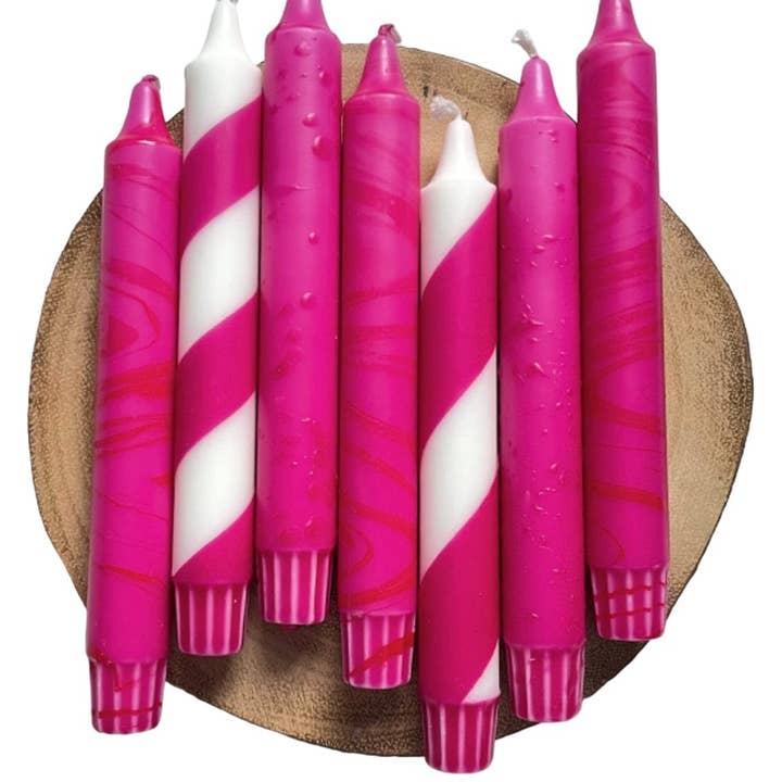 Dot Home Aroma – wholesale Tapered candle/candlestick – SCARLET ROSE Dip Dye Taper Candles Trio