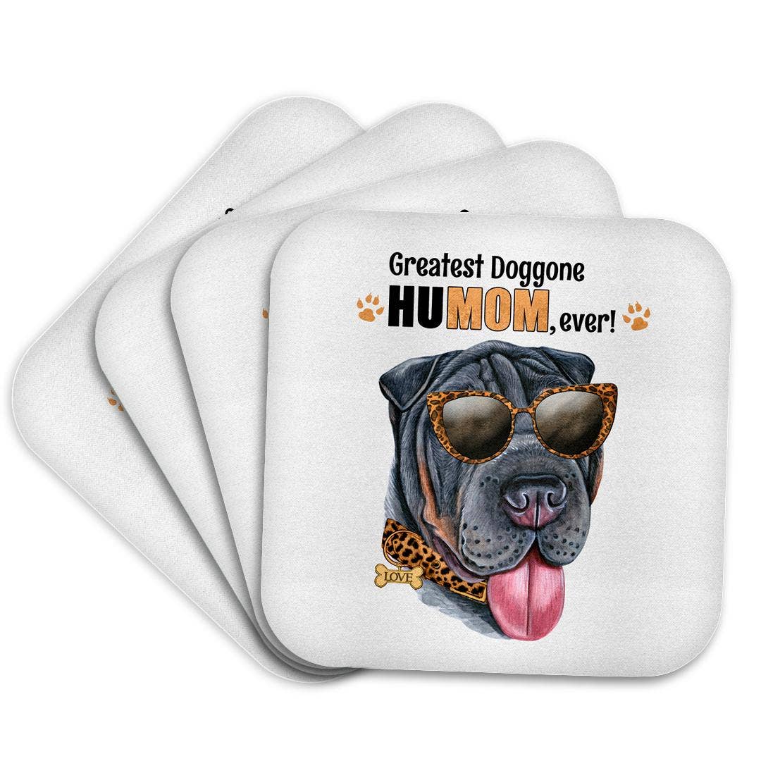 3dRose - Wholesale Coasters - 3dRose, An Adorable Black Shar Pei Dog Ready for Mom on Mothers Day, Coaster7