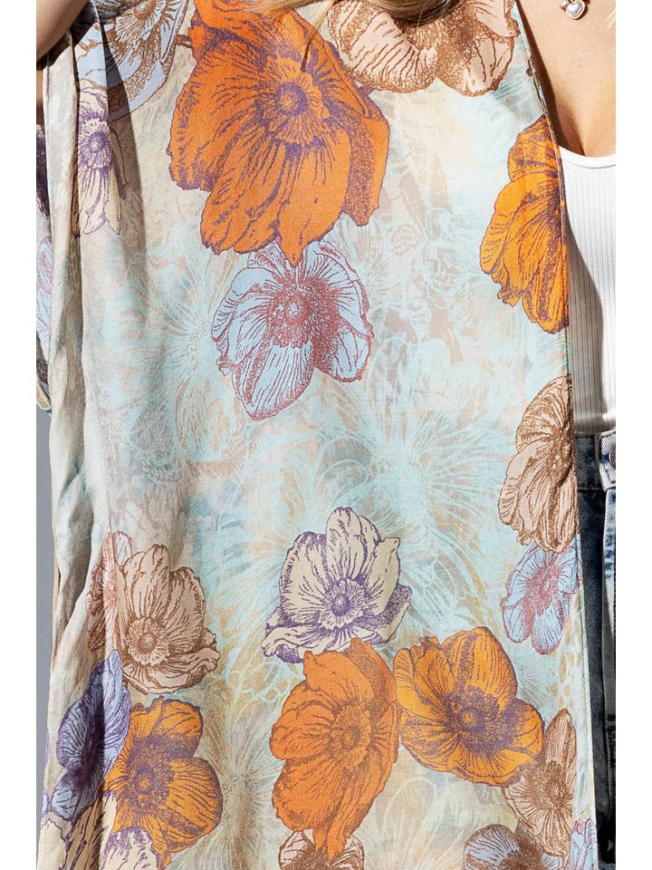 BLOEIEND VELD Blooming Field kimono met klosjes voor groothandel op Faire7