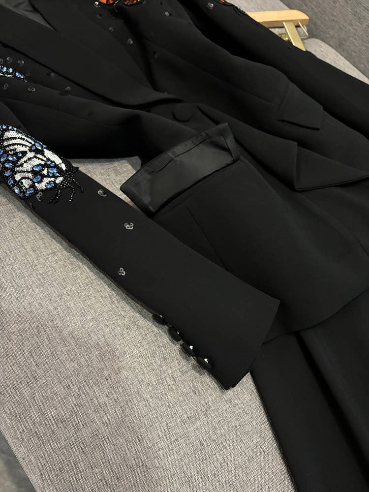 Negro Conjunto de traje de diamante con mariposa 3D hecha a mano SY402 de venta al por mayor en Faire5