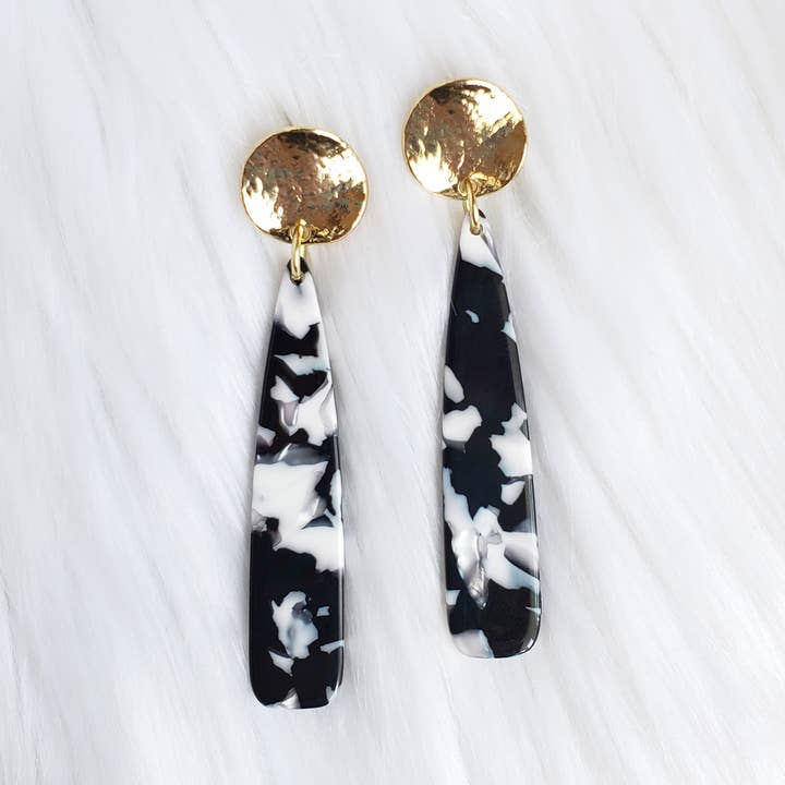 Black & White Bar Acrylic Earrings for wholesale by The Purple Chickadee