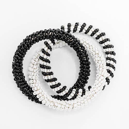 Beaded Napkin Rings - Black, White, Black & White for wholesale by Von Gern Home