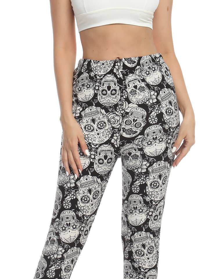 Schedelprint Thermische pluche legging S-M: THLG-64 voor wholesale door Imagine Imports