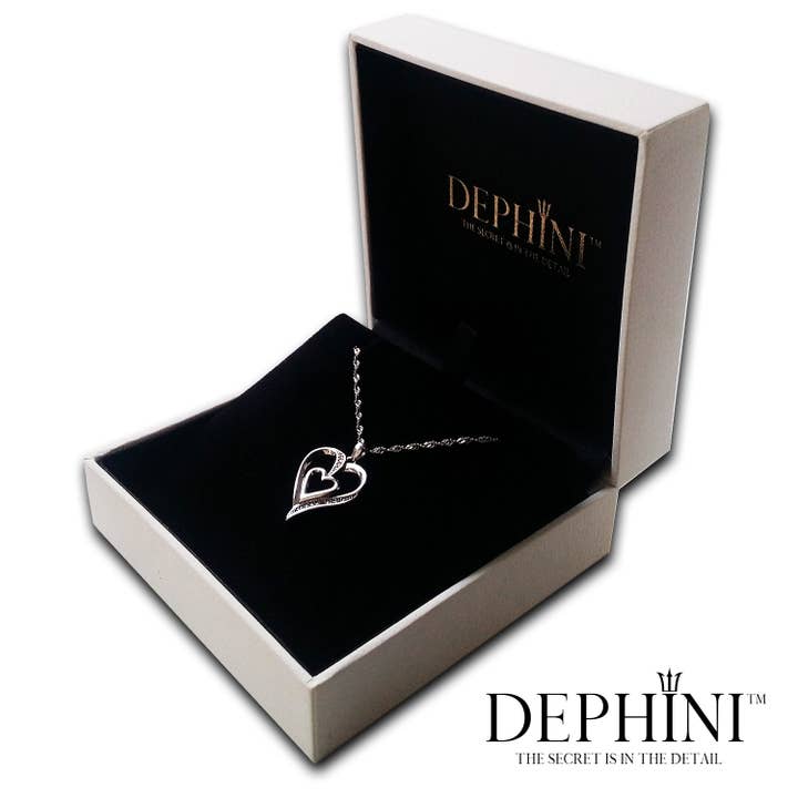DEPHINI – wholesale Pendant/charm necklace – Double Heart Necklace - 925 Sterling Silver Jewellery Pendant Dephini