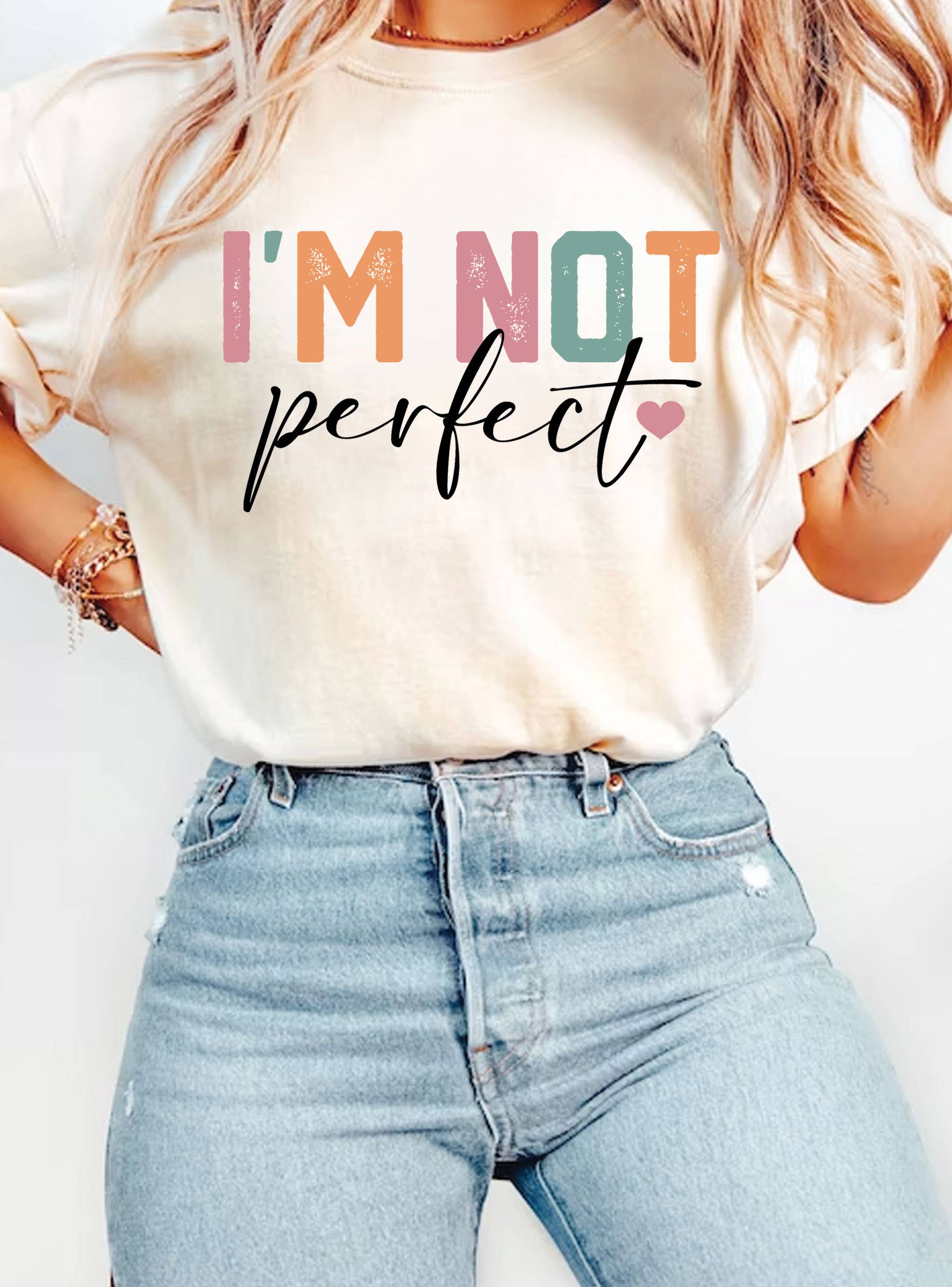 Rustee Clothing - Vendita all'ingrosso Maglietta serigrafata - Donna - MAGLIETTE GRAFICHE NON SONO PERFETTE6