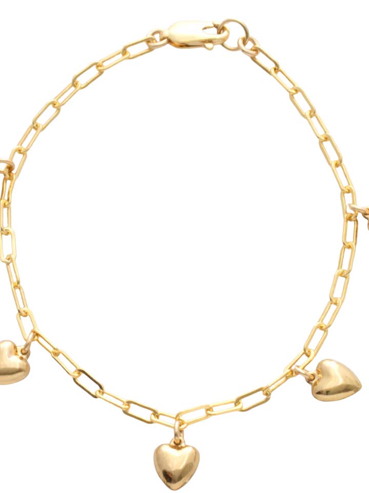 Petite Love- Paperclip 5 mini puffy Charms Bracelet- PVD for wholesale by HoopLa