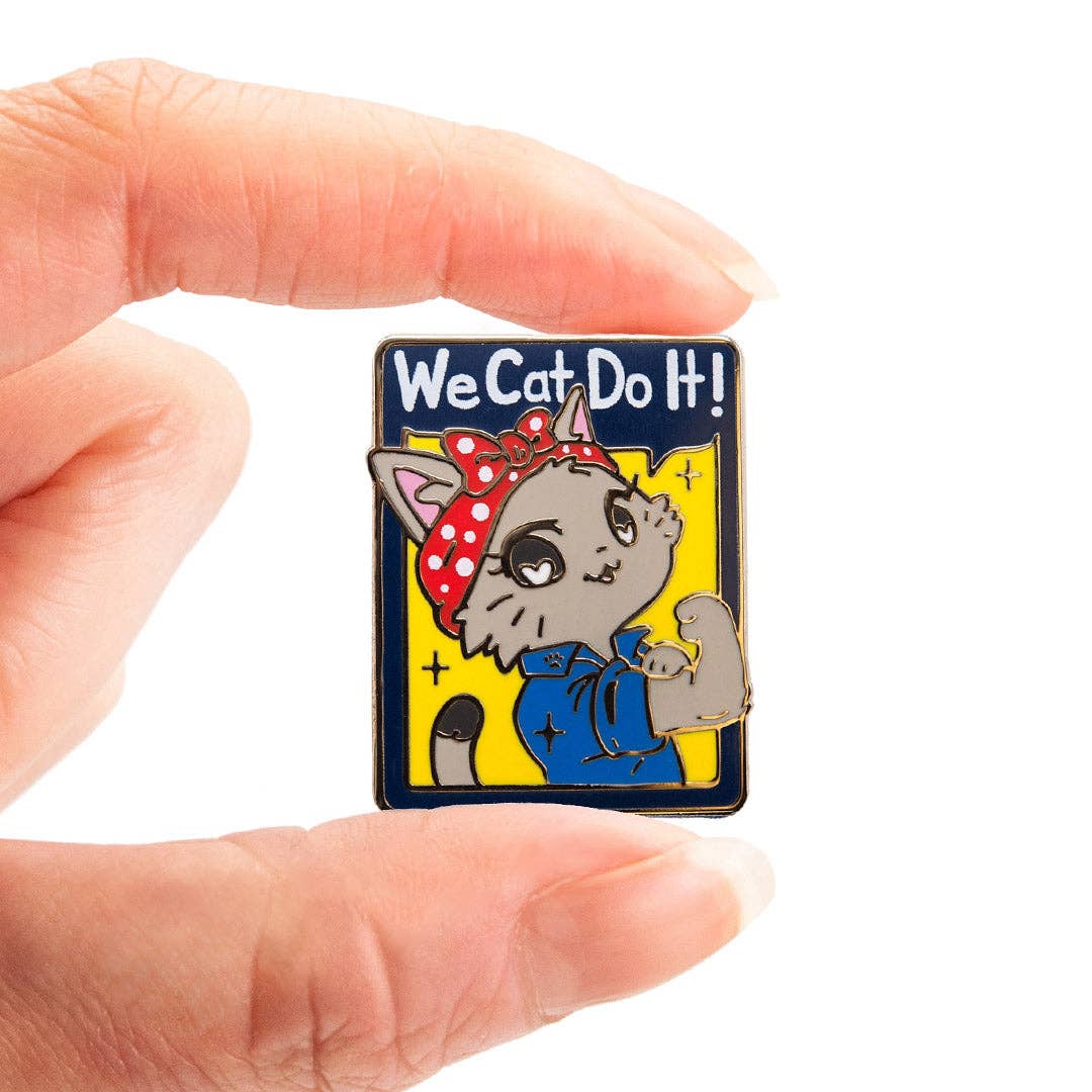 Flair Fighter – Großhandel Anstecker/Button – We Cat Do It (Amerikanische Kurzhaarkatze) Emaille-Anstecknadel, Katzenmutter1