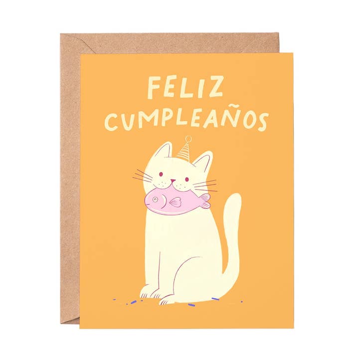 Feliz Cumpleaños Cat Greeting Card for wholesale by Pardo Paper