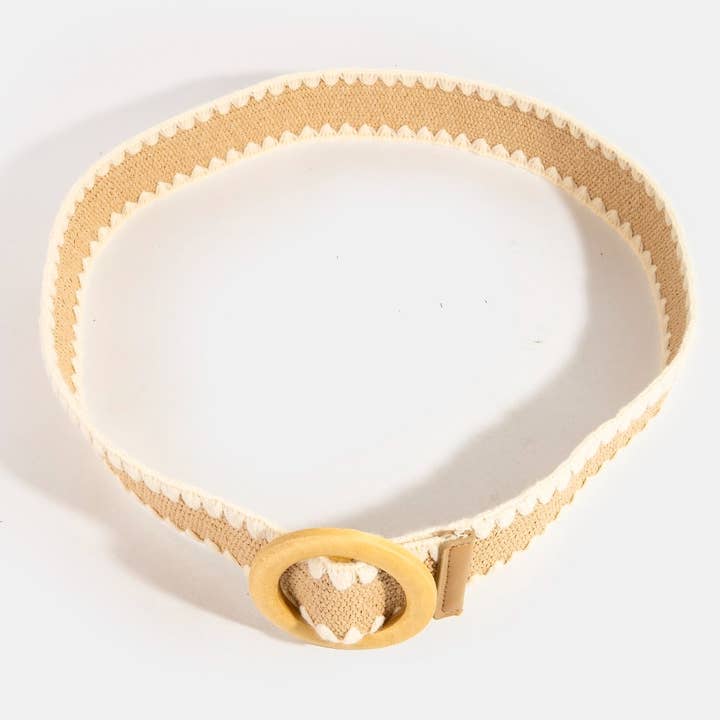 Collections by Fame Accessories - Wholesale Belt - Women's - Wooden Round Buckle Braided Fashion Belt