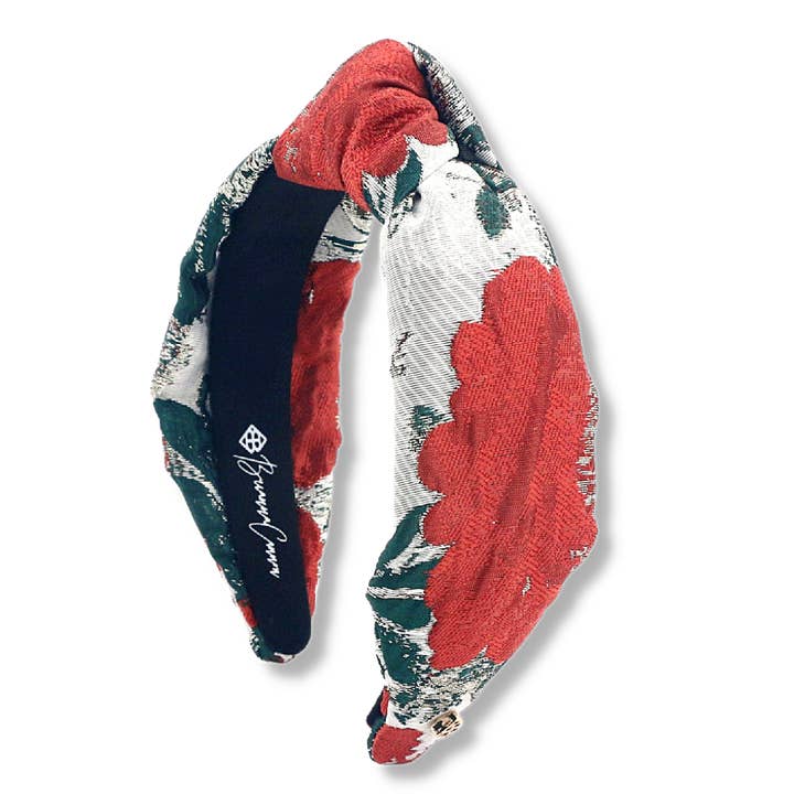 Winter Poinsettia Brocade Headband for wholesale by Brianna Cannon