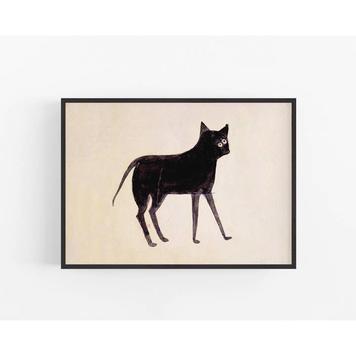 Rock Paper Scissors Wall Art - Wholesale Art Print - Bill Traylor Americana Art Print - Black Cat Animal Folk Art