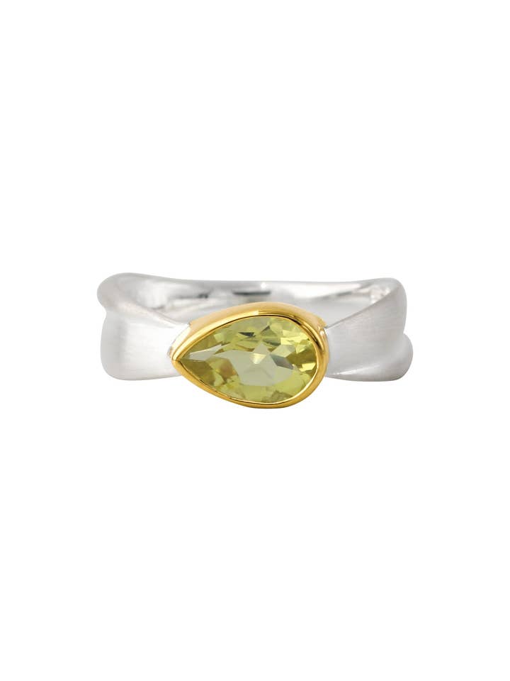 Silver ring, 18ct gold-plated, with lemon quartz for wholesale by Campur GmbH