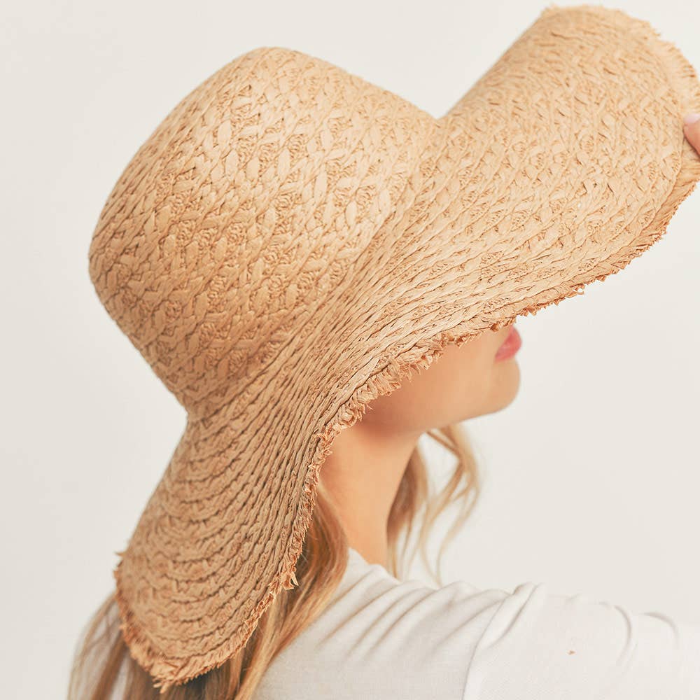 Sensibling Corp. - Wholesale Straw Hat - Women's - Trim Detailed Solid Straw Sun Hat
3
