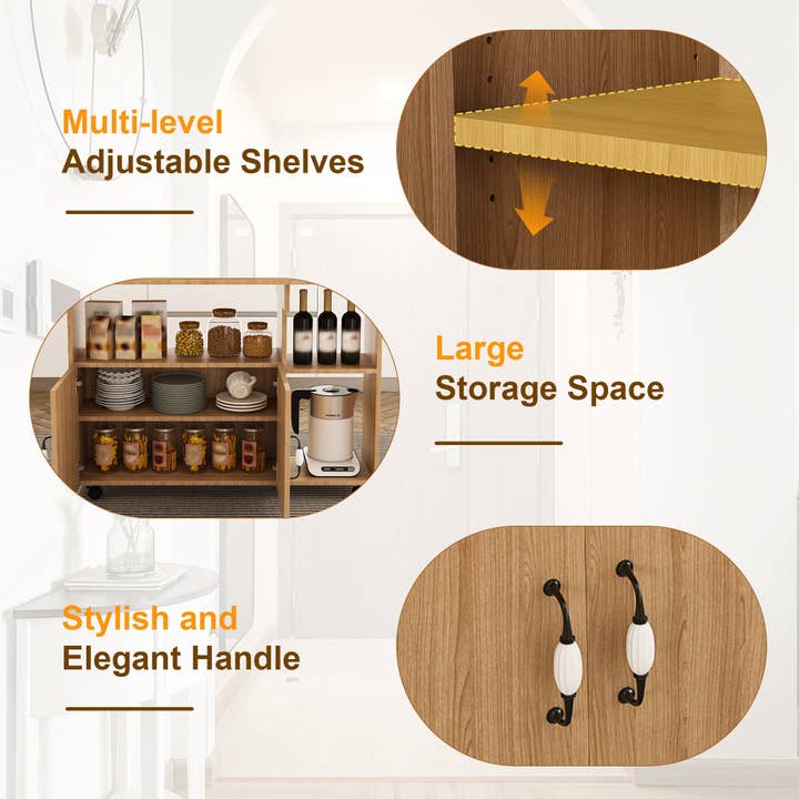 39F Inc. - Wholesale Side Table - Multi-Functional Folding Table with Storage Shelves and Wheels, 47 Inch Foldable Dining Table for Small Spaces, Compact Desk for Kitchen, Dorm, Office13