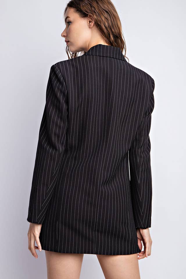 Edit by Nine - Wholesale Dress - Women's - Cd3599 Pinstriped Woven Blazer Drss