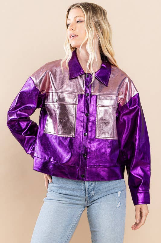 TCEC - Wholesale Jacket - Women's - CJ6498S-PU Metallic Jacket6