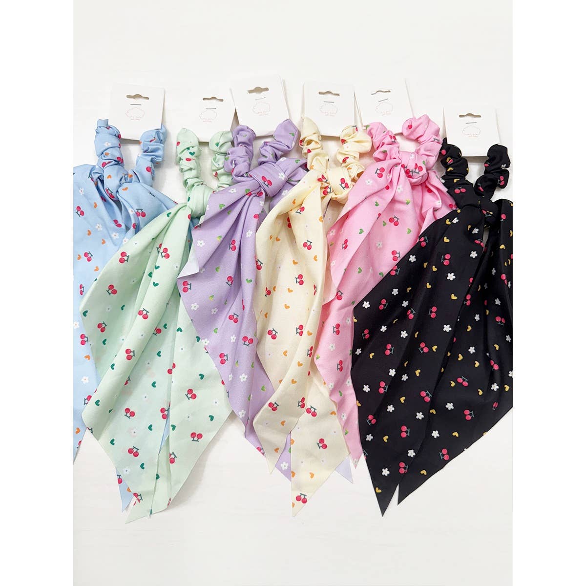 MIX COLOR Cherry Print Colorful Scrunchie Scarf for wholesale on Faire