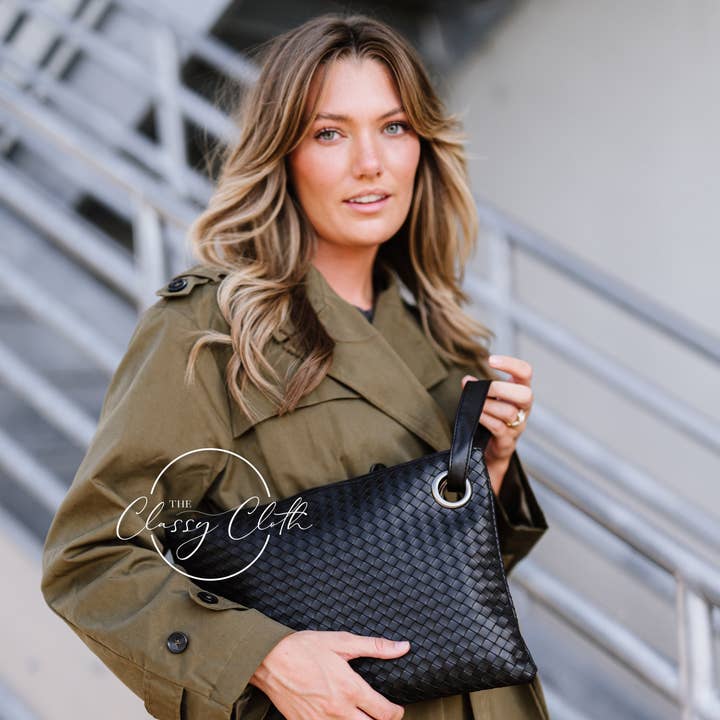 The Classy Cloth WS - Wholesale Clutch - Dames - Trendy Clutch - Weave Black RTS0