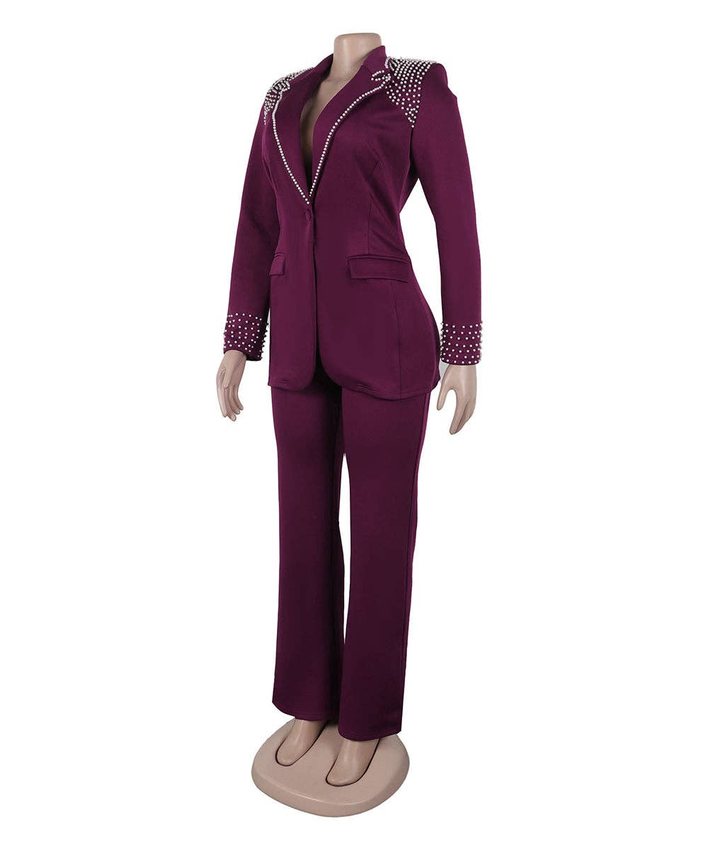 Aria Romance - Wholesale Suit Pants - Women's - Slim Fit Long Sleeve Two-Piece Set10