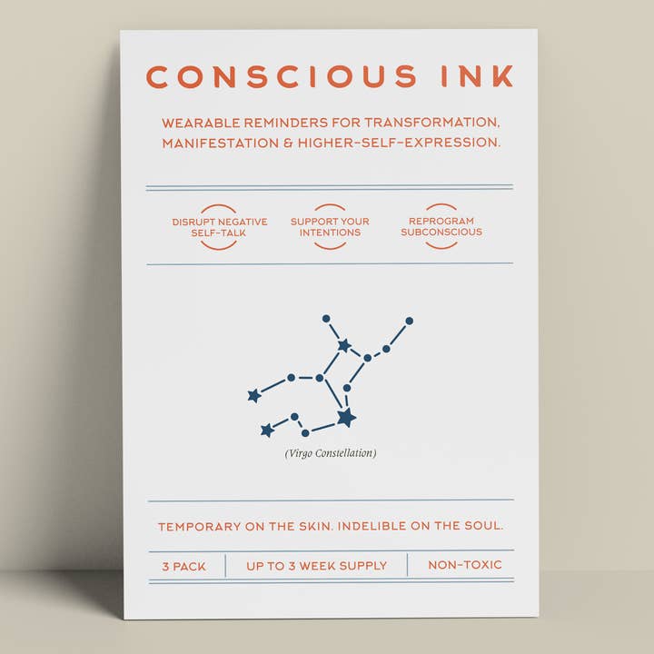 Constellation Virgo Manifestation Tattoo for wholesale by Conscious Ink