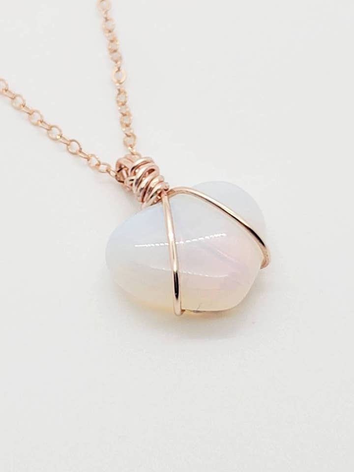 Opalite Necklace | 14k Rose Gold Jewelry | Crystal Necklace | Opalite Crystal | Chic Jewelry | Crystal Jewelry | Pendants for wholesale by Healing Jewelry Co., LLC