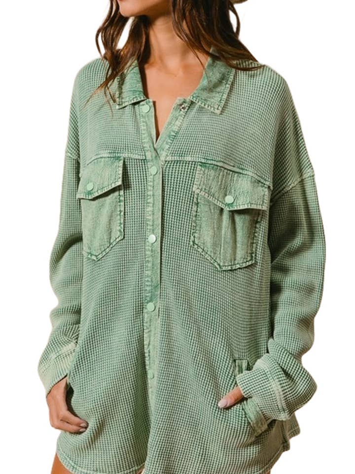 Chaqueta térmica tipo gofre lavada con minerales para venta al por mayor de Vanilla Monkey