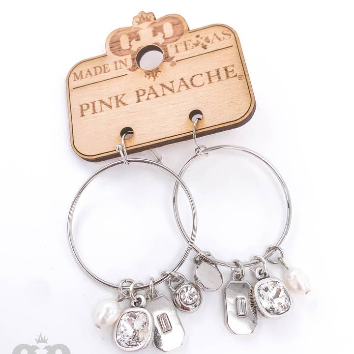 Pink Panache Brands - Wholesale Dangle Earrings - Circle charm earring, Austrian crystal1