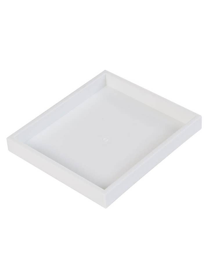 Small White Stackable Tray - 7 1/4"L x 8 1/4"W x 1”H for wholesale by Store Supply Warehouse