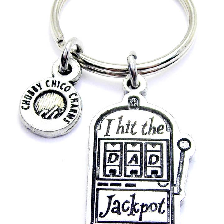 I Hit the Dad Jackpot Key Chain Casino Happy Father's day for wholesale by Chubby Chico Charms