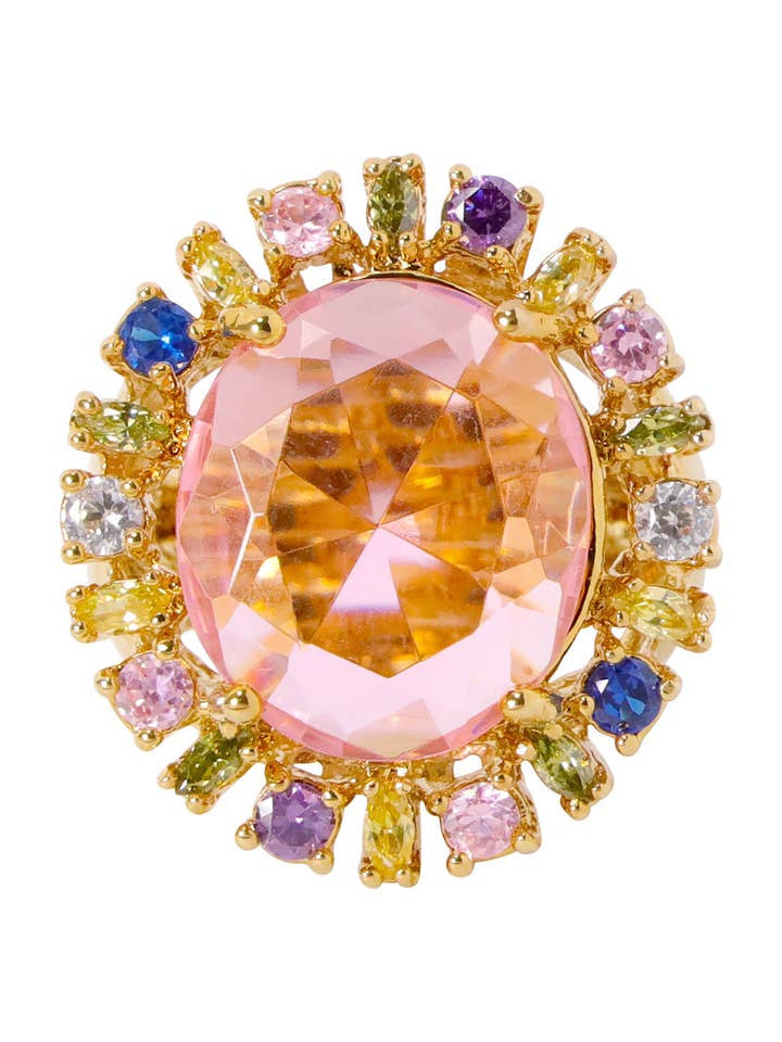 Meer kleurige Oostenrijkse Kristal Fancy Cut Statement Ring - GP voor wholesale door Zoey Simmons