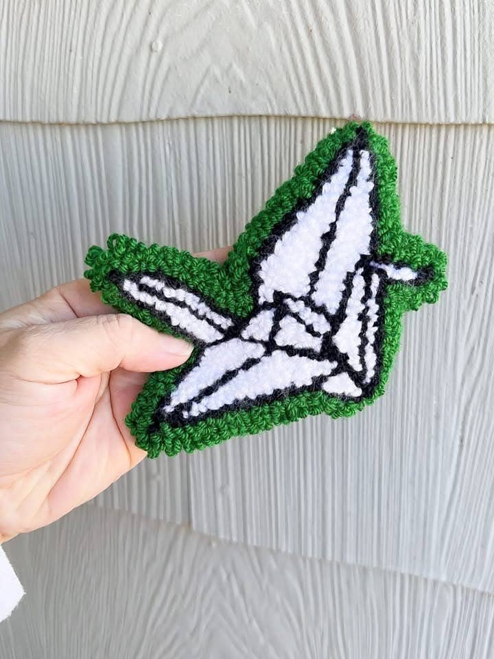 Paper Crane Punch Needle Desk Coaster for wholesale by Bless Your Cottons