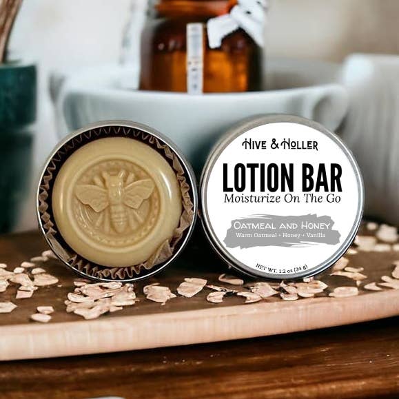 Oatmeal and Honey Solid Lotion Bar for wholesale by Hive and Holler