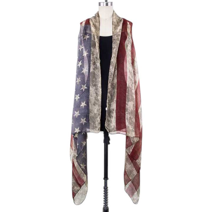 Gilet alla moda con bandiera americana vintage Hi Lo per la vendita all'ingrosso da parte di Rope & Spurs