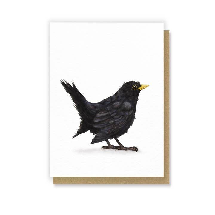 Cartão de Saudações com Pássaro em Miniatura - Melro em Aguarela por atacado de Citrus Bunn