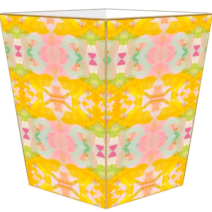 Mellow Yellow Laura Park Handmade Wastepaper Basket for wholesale by Marye-Kelley