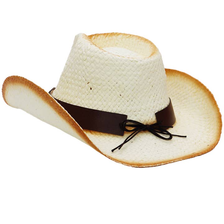 Cap Zone - Vente Chapeau de cowboy – unisexe - Bonnet de cowboy Longhorn Belt vintage en papier brûlé ombré et paille2
