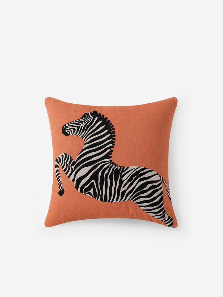 Zebra Embroidered Throw Pillow for wholesale by Sunday Citizen