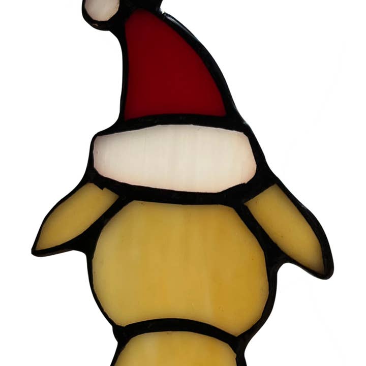 River of Goods - Wholesale Suncatcher - 5.5”H White & Black Pups in Hats Stained Glass Window Panel