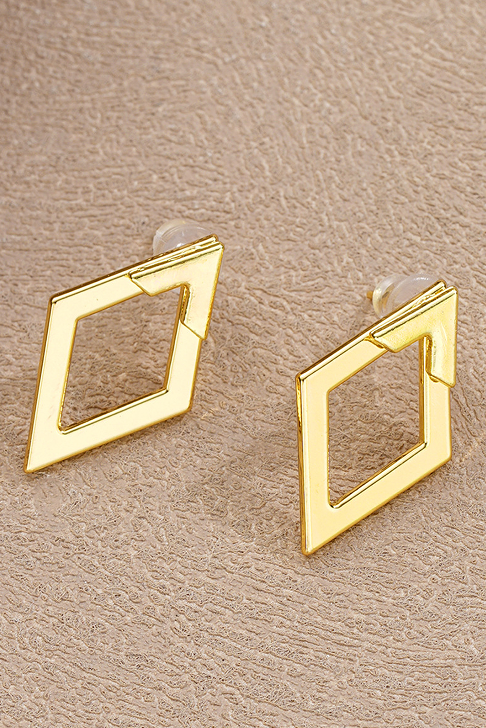Gold Rhombus Shape Plated Alloy Stud Earrings for wholesale on Faire2