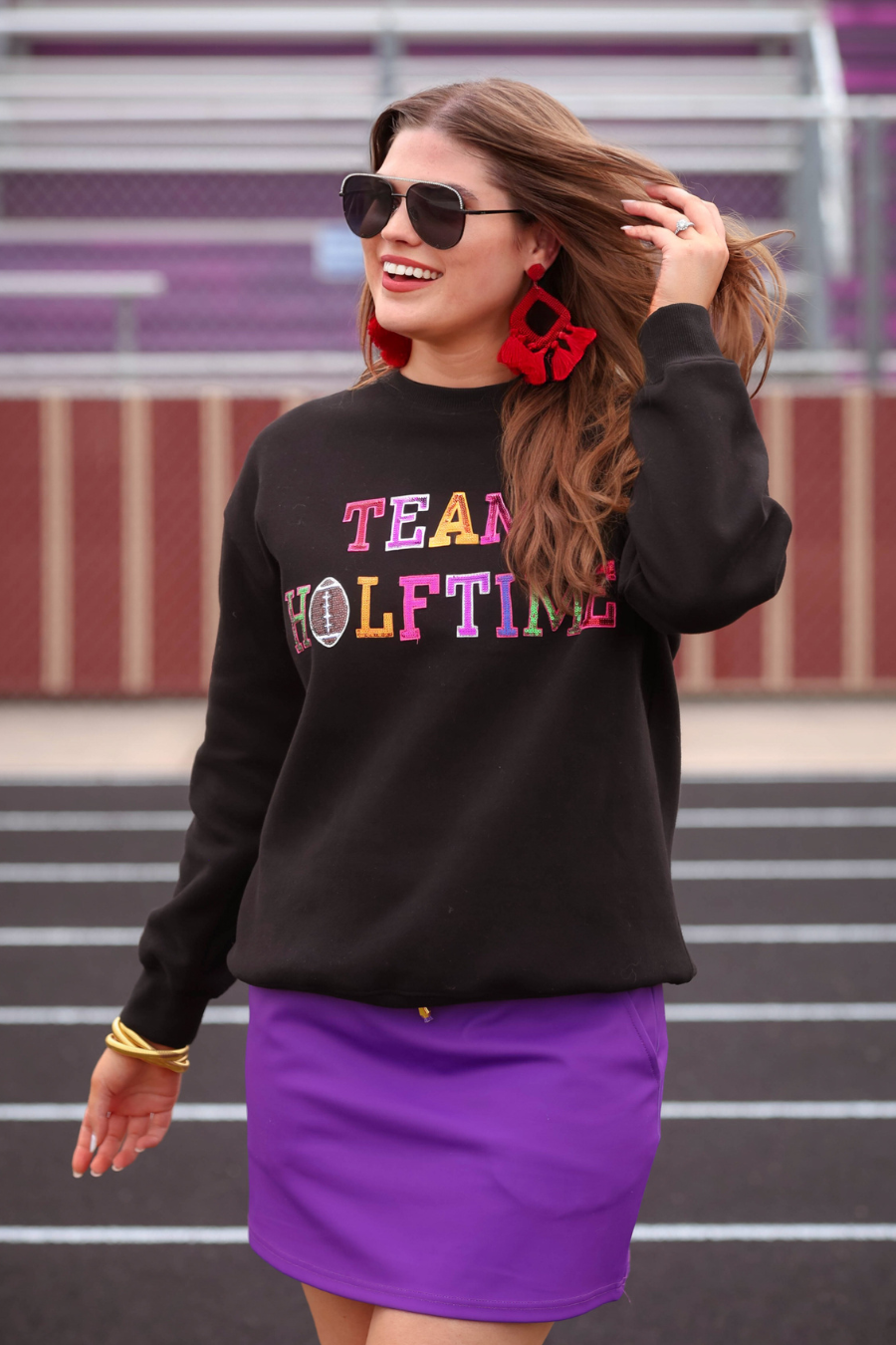 Black Team Halftime Patch Sweatshirt for wholesale on Faire2