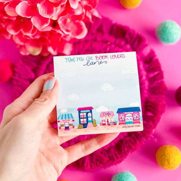 Emily Cromwell Designs – wholesale Sticky notes – Meet Me at Book Lover's Lane Sticky Notes 3" x 3"