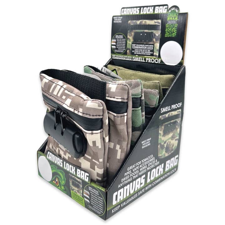 Smokezilla Smell Proof Canvas Lock Storage Bag - 6/Display for wholesale by Novelty Brands