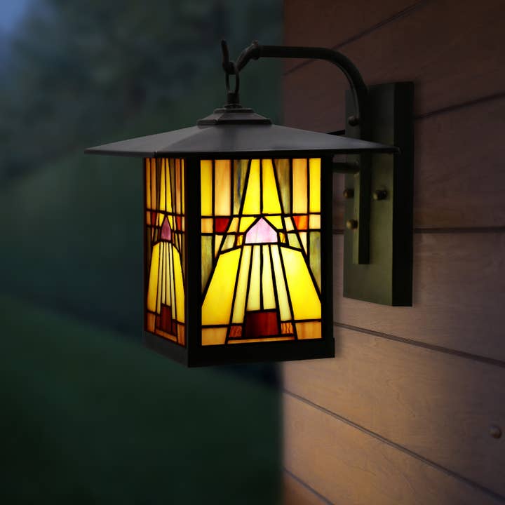 River of Goods - Wholesale Outdoor/Lawn Light - 11.75"H Bryce Amber Stained Glass Outdoor Light Fixture
