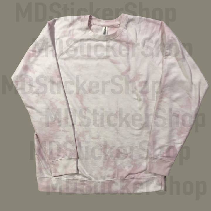 Sweat-shirt col rond uni teint en tie-dye rose poussiéreux pour la vente par MDStickerShop