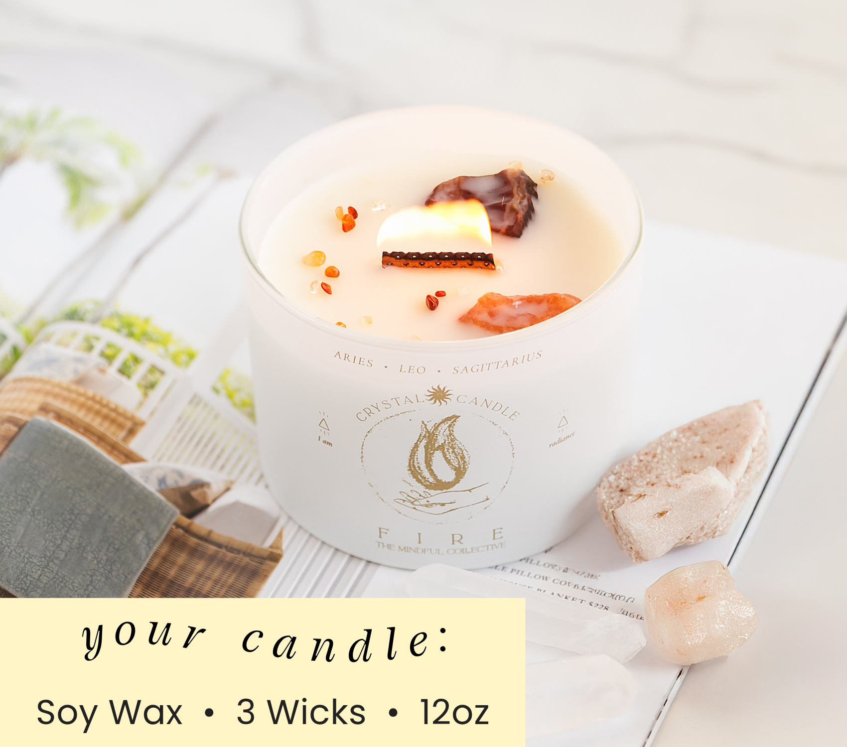 THE MINDFUL COLLECTIVE - Wholesale Jar/Filled Candle - Fire Element Crystal Candle – Aries, Leo & Sagittarius6