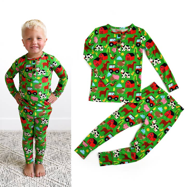 Tanner Two Piece Bamboo Pajama Kids Clothing Sleepie Toddler for wholesale by Gigi and Max