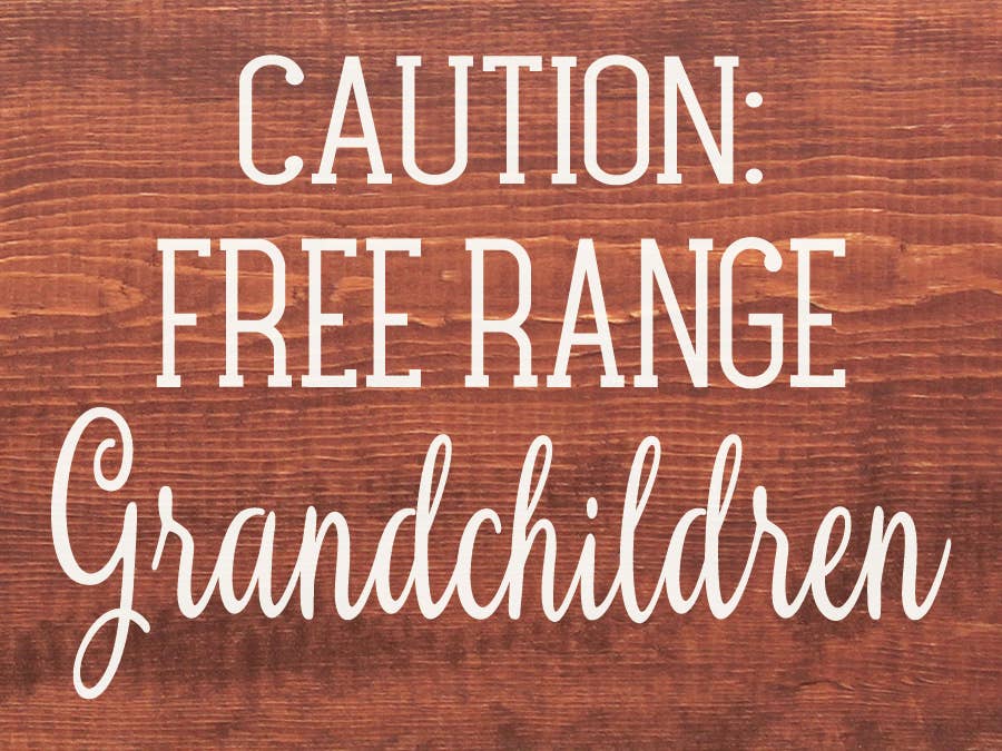 SAWDUST CITY - Wholesale Sign - Caution Free Range Grandchildren Wood Sign2