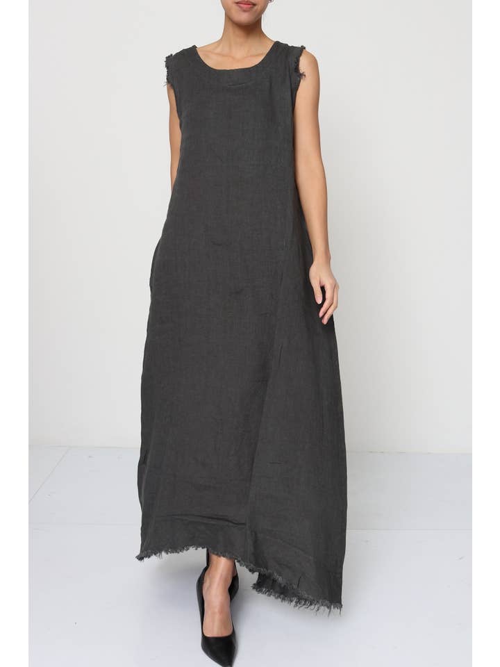 LÉA & LUC – Großhandel Kleid – Damen – Ärmellose lange Kleider aus 100% Leinen REF.4318