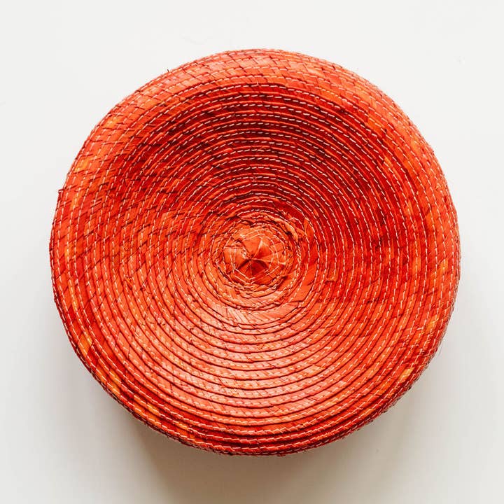 2.75" x 8" Palm Tortilla Warming Basket with Lid - Orange for wholesale by VOLVERDE