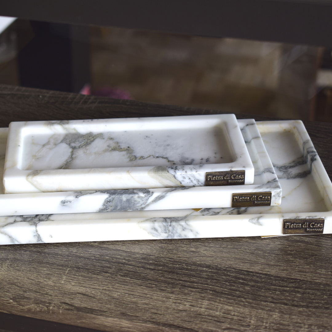 PIETRA DI CASA - Venta al por mayor Bandejas decorativas - Bandeja de mármol Calacatta Vagli italiana PAPA ALANA7